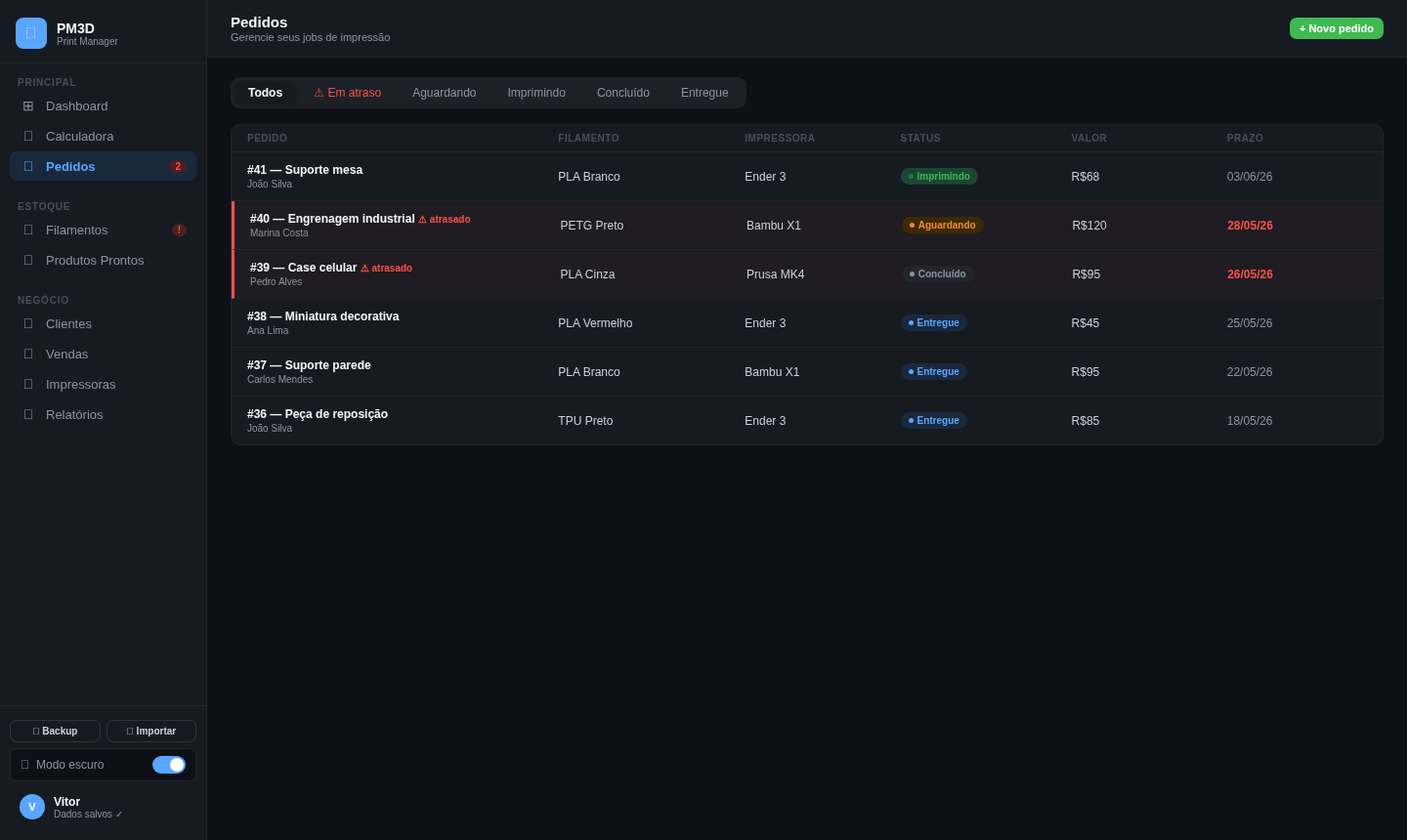 Pedidos NOKKO — lista com status e prazos
